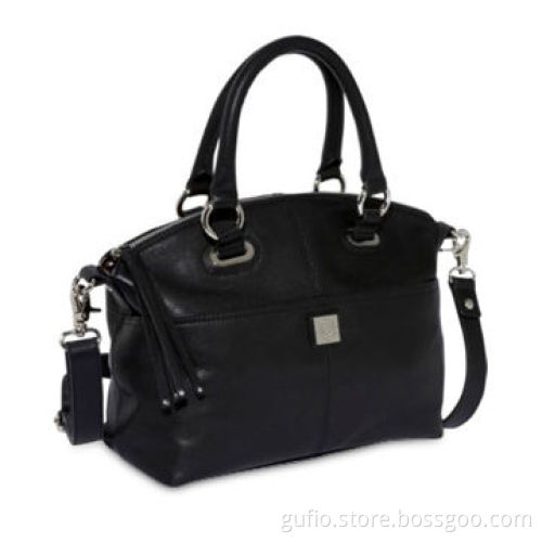Graceful Casual Cowhide Leather Handbag with Top Zipper Closure and Tassel Zipper Pull